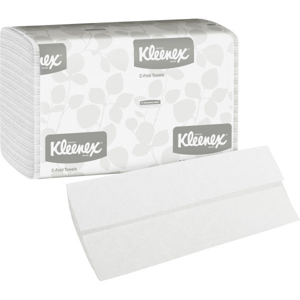 KCC01500 Kleenex C-Fold Paper Towels, 10 1/8 x 13 3/20, 1-Ply, White, 150 Sheets/Pack, 16 Packs/Carton