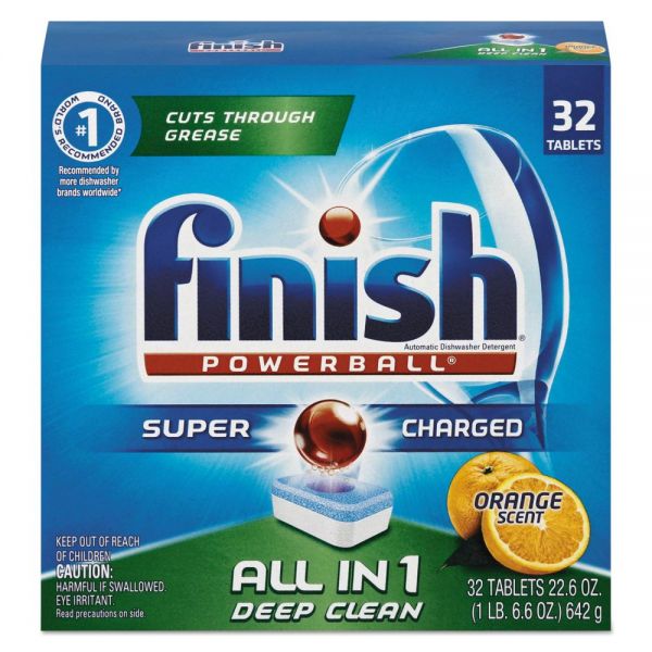 RAC81095CT FINISH Powerball Dishwasher Tabs, Orange Scent, 32/Box, 8 Boxes/Carton