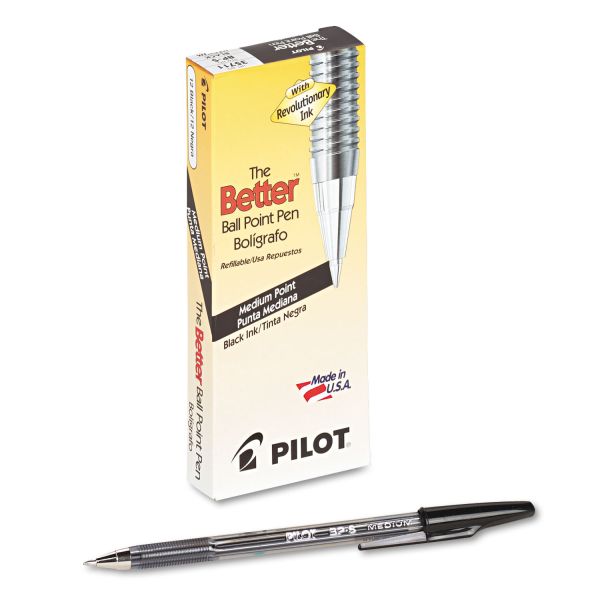 PIL35711 Pilot Better Ball Point Stick Pen, Black Ink, 1mm, Dozen