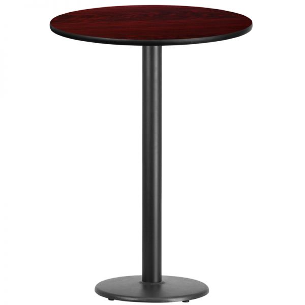 FHFXURD30MAHTBTR18BGG Flash Furniture 30'' Round Mahogany Laminate Table Top with 18'' Round Bar Height Table Base