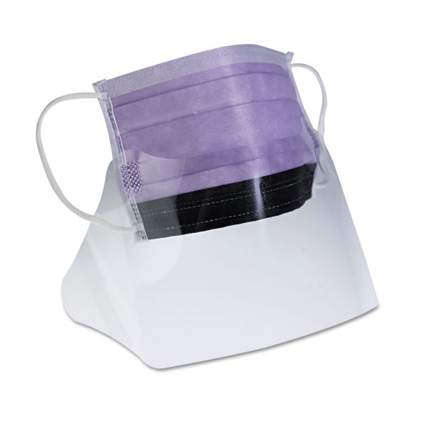 MIINON27410EL Medline Prohibit Face Mask w/Eyeshield, Polypropylene/Cellulose, Purple, 25/Box