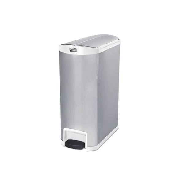 RCP1902005 Rubbermaid Commercial Slim Jim Stainless Steel Step-On Container, End Step Style, 24 gal, White