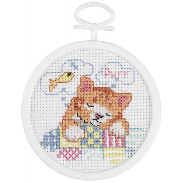 NOTM405816 Dreaming Kitty Mini Counted Cross Stitch Kit