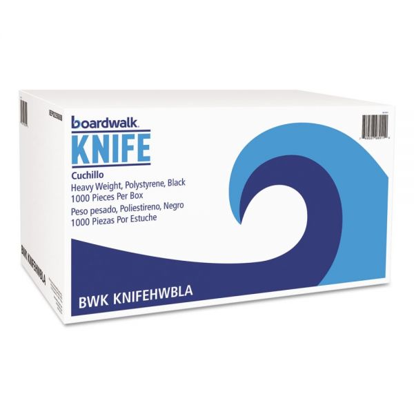 BWKKNIFEHWBLA Boardwalk Heavyweight Polystyrene Cutlery, Knife, Black, 1000/Carton