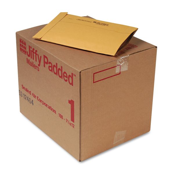SEL63182 Sealed Air Jiffy Padded Mailer, #1, 7 1/4 x 12, Natural Kraft, 100/Carton