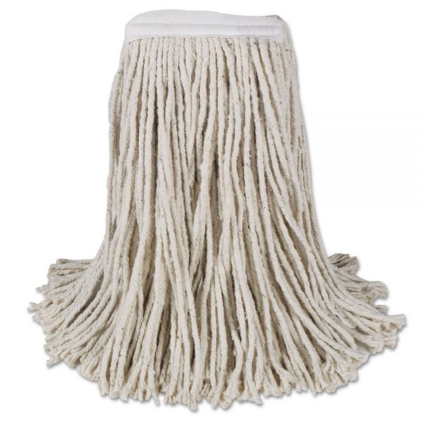 BWKCM02016S Boardwalk Mop Head, Cotton, Cut-End, White, 4-Ply, #16 Band, 12/Carton