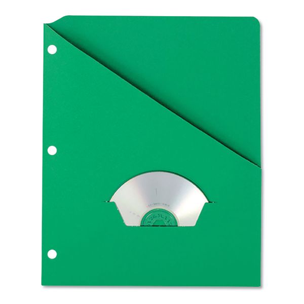 Pendaflex Slash Pocket Project Folders, 3Hole Punched, Straight Tab, Letter Size, Green, 25