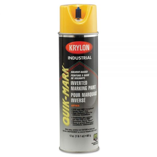 WHTS03821 Krylon Industrial Quik-Mark APWA Solvent-Based Inverted Marking Paint, 20oz, Yellow