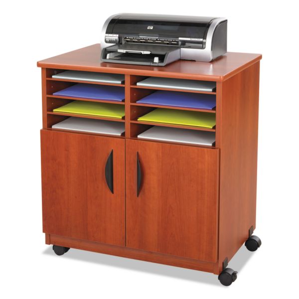 SAF1851CY Safco Laminate Machine Stand w/Sorter Compartments, 28w x 19-3/4d x 30-1/4h, Cherry