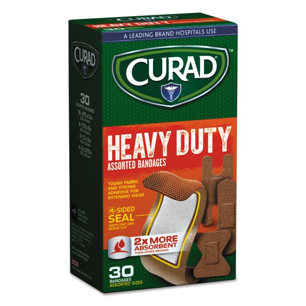 MIICUR14924RB Curad Heavy Duty Bandages, Assorted Sizes, 30/Box