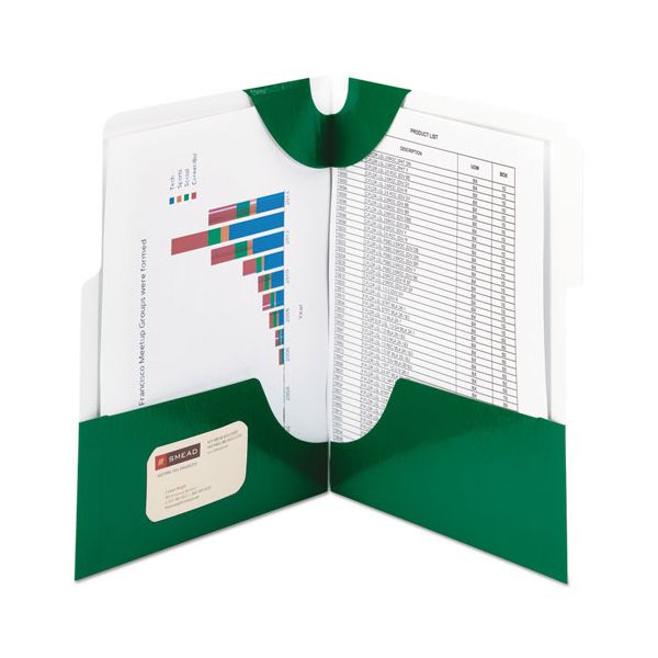 SMD87965 Smead SuperTab Two-Pocket Folder, 11 x 8 1/2, Green, 5/Pack