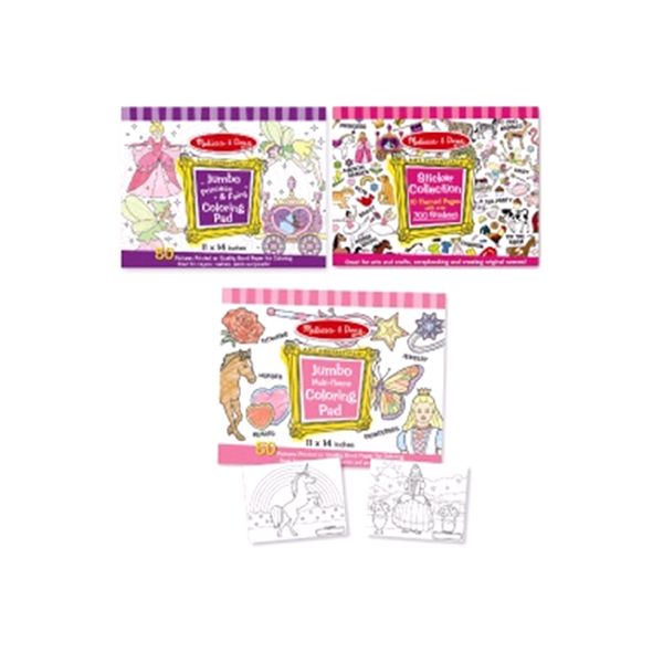 IGRM1N1591 Melissa & Doug Girls Sticker Pad / Coloring Books Bundle