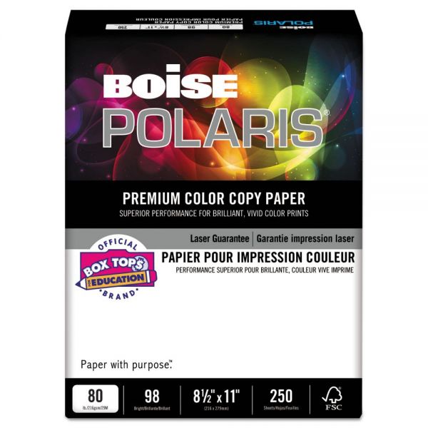 CASBCC8011 Boise POLARIS Premium Color Copy Paper, 80lb, 98 Bright, 8-1/2 x 11, White, 250 Sheets