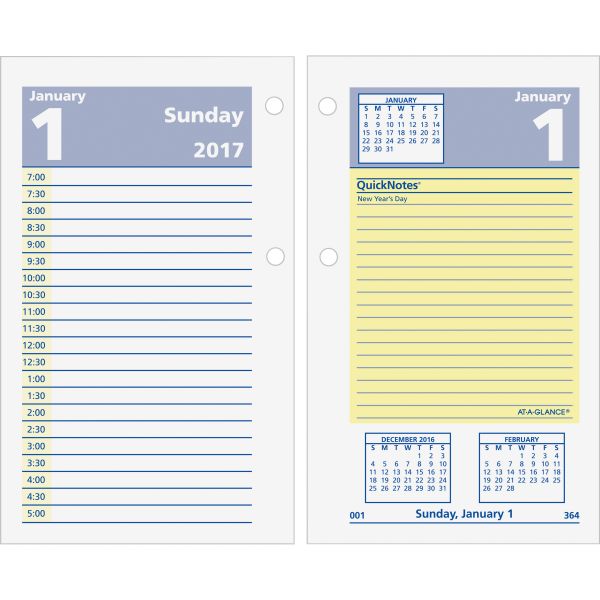 AAGE51750 AT-A-GLANCE QuickNotes Desk Calendar Refill, 3 1/2 x 6, 2019