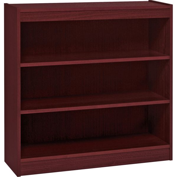 LLR60071 Lorell Panel End 3-Shelf Hardwood Veneer Bookcase