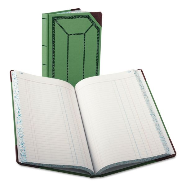 BOR6718300J Boorum & Pease Record/Account Book, Journal Rule, Green/Red, 300 Pages, 12 1/2 x 7 5/8