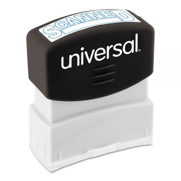 UNV10157 Universal Message Stamp, SCANNED, Pre-Inked One-Color, Blue