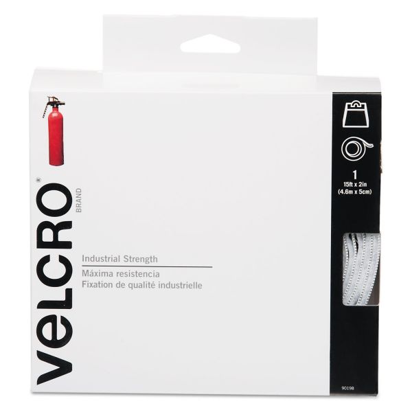 VEK90198 Velcro Industrial Strength Hook & Loop Fasteners, 2" x 15ft Roll, White