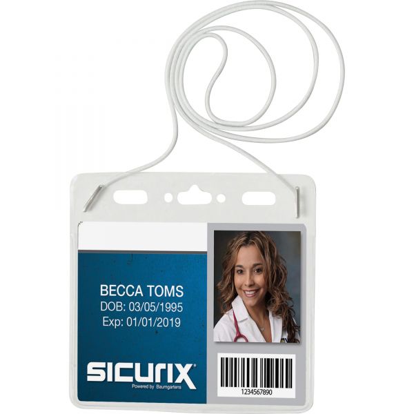 BAU67838 SICURIX Vinyl Badge Holder with Elastic Neckcord