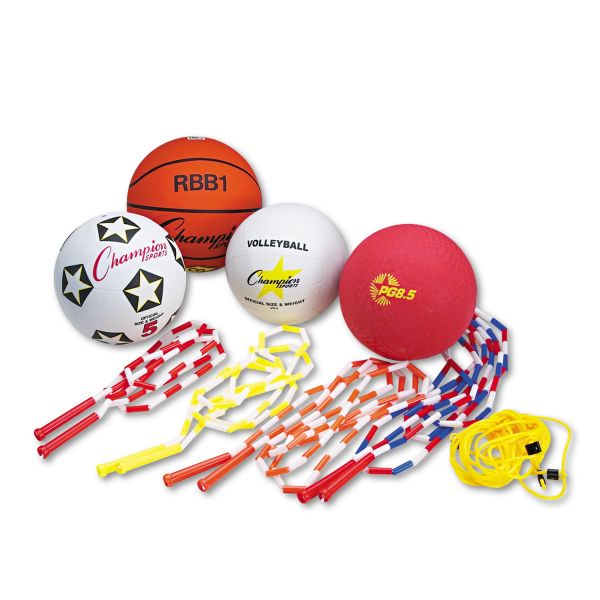 CSIUPGSET2 Champion Sports Physical Education Kit w/Seven Balls, 14 Jump Ropes, Assorted Colors