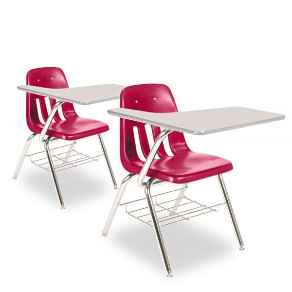 VIR9700BR70091 Virco 9700 Series Chair Desk, 18-3/4w x 31d x 30-1/2h, Gray Nebula/Red, 2/Carton