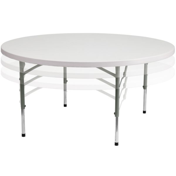 FHFRB60ADJUSTABLEGG Flash Furniture 60'' Round Height Adjustable Granite White Plastic Folding Table
