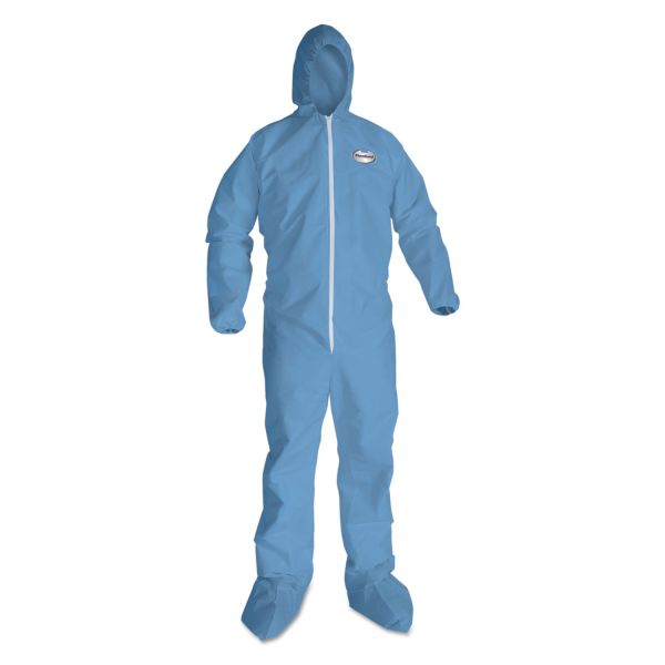 KCC45355 KleenGuard* A65 Hood & Boot Flame-Resistant Coveralls, Blue, 2X-Large, 25/Carton