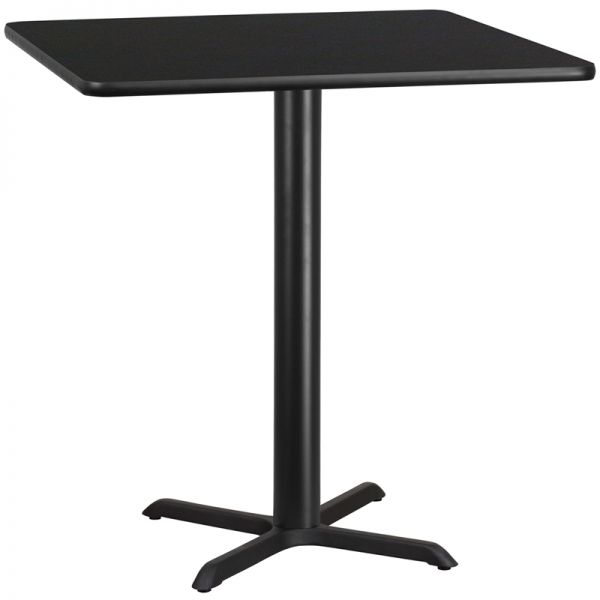 FHFXUBLKTB4242T3333GG Flash Furniture 42'' Square Black Laminate Table Top with 33'' x 33'' Table Height Base