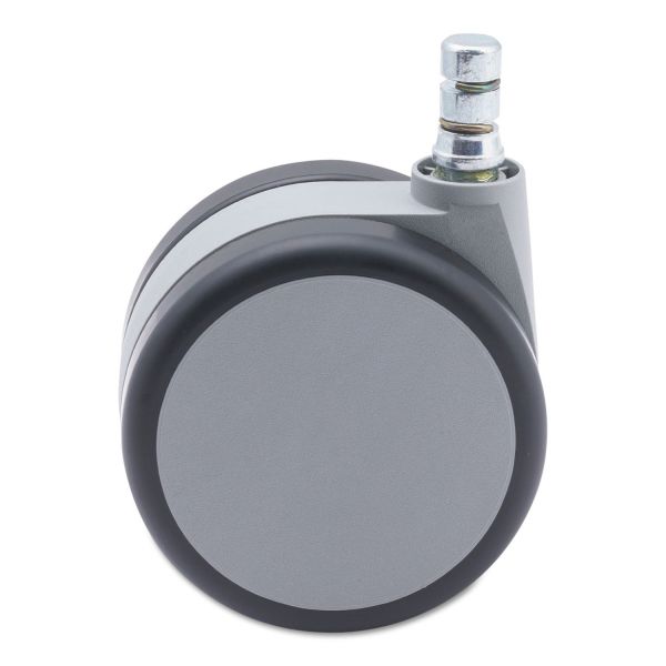 MAS70415 Master Caster Gemini Series Heavy-Duty Twin Wheel Hard Floor Casters, R Stem, Gray, 5/Set