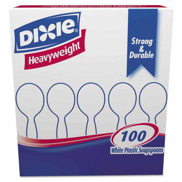 DXESH207CT Dixie Plastic Cutlery, Heavyweight Soup Spoons, White, 1000 per Carton