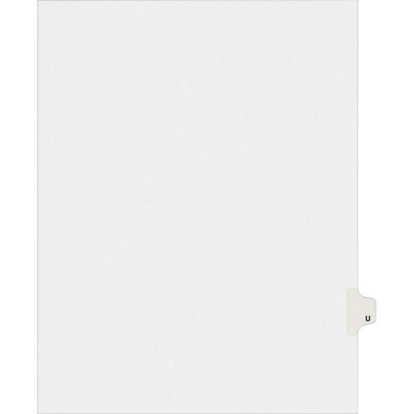 AVE82183 Avery Allstate-Style Legal Exhibit Side Tab Divider, Title: U, Letter, White, 25/Pack