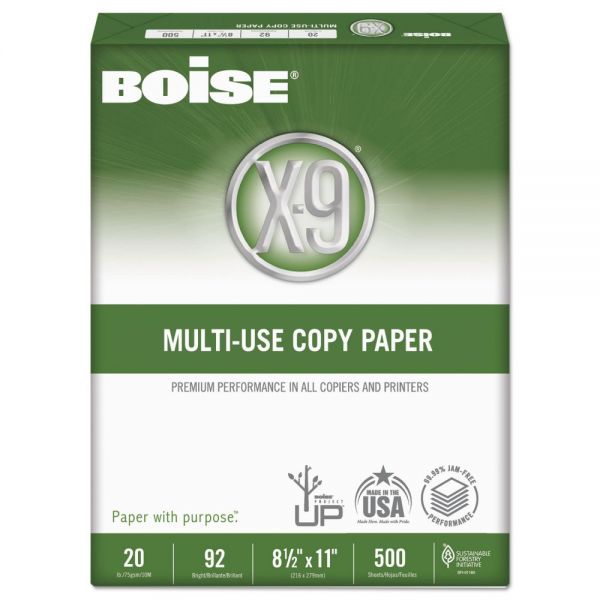 CASOX9001 Boise X-9 Multi-Use Copy Paper, 92 Bright, 20lb, 8-1/2 x 11, White, 5000 Sheets/Carton