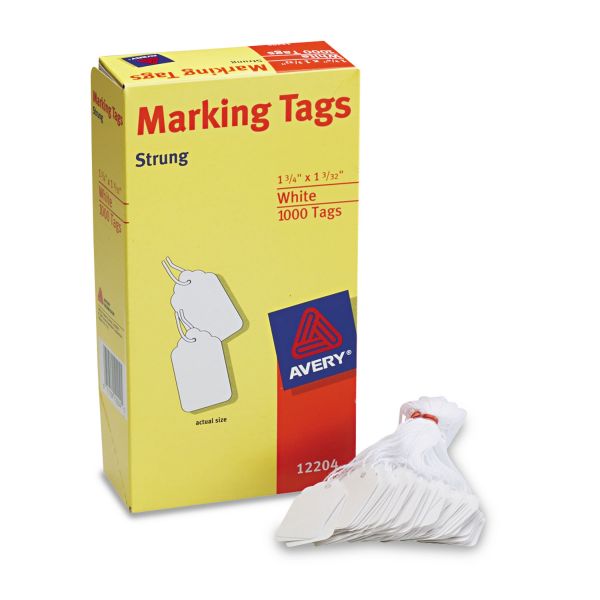 AVE12204 Avery Medium-Weight White Marking Tags, 1 3/4 x 1 3/32, 1,000/Box