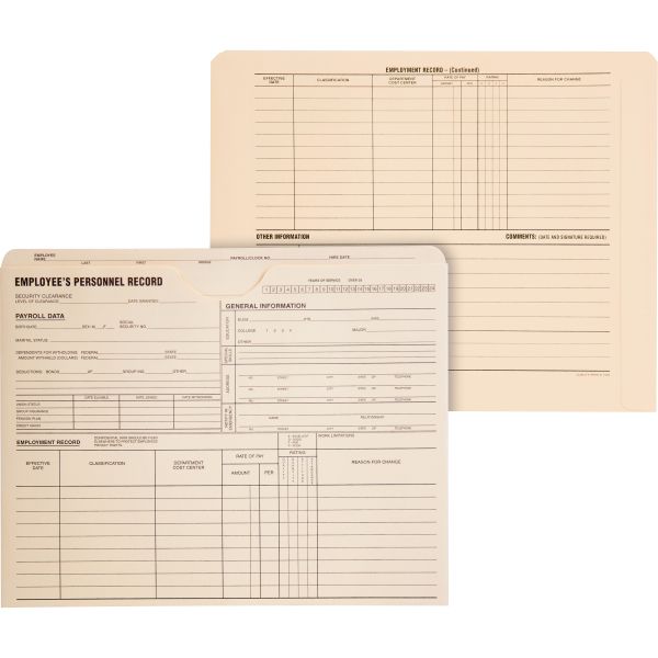 QUA69999 Quality Park Employee Record Jackets, 11 3/4 x 9 1/2, 11 Point Manila, 100/Box