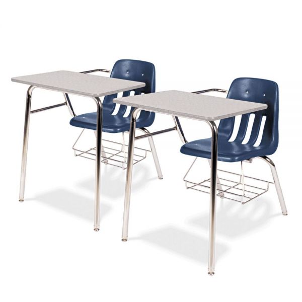 VIR9400BR51091 Virco 9400 Series Chair Desk, 21w x 33-1/2d x 30h, Gray Nebula/Navy, 2/Carton
