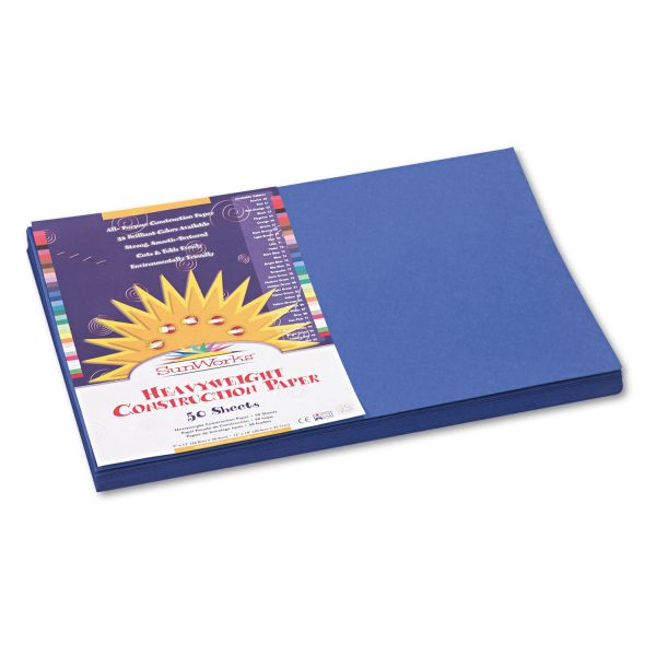 PAC7307 SunWorks Construction Paper, 58 lbs., 12 x 18, Dark Blue, 50 Sheets/Pack