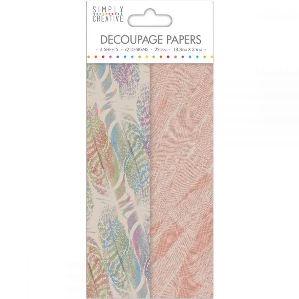 NOTM336436 Simply Creative Decoupage Paper 18.8cm X 35cm 4/Pkg