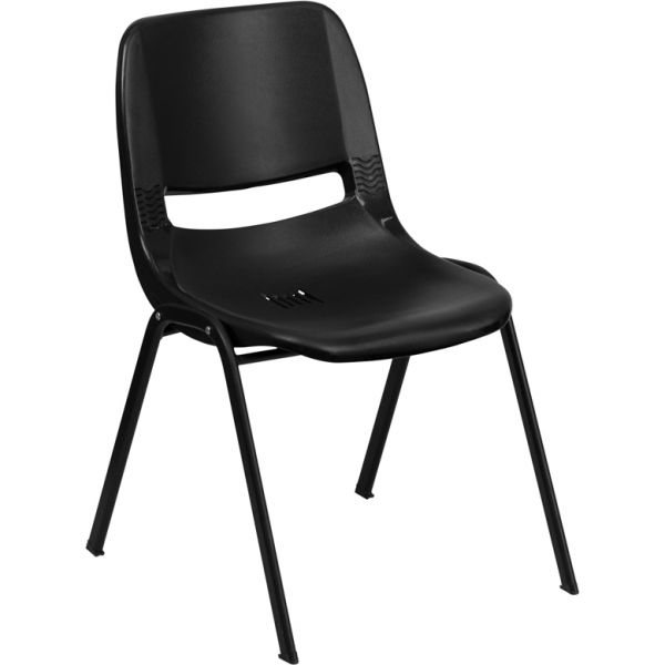 FHFRUT12PDRBLACKGG Flash Furniture HERCULES Series Ergonomic Plastic Stacking Chair