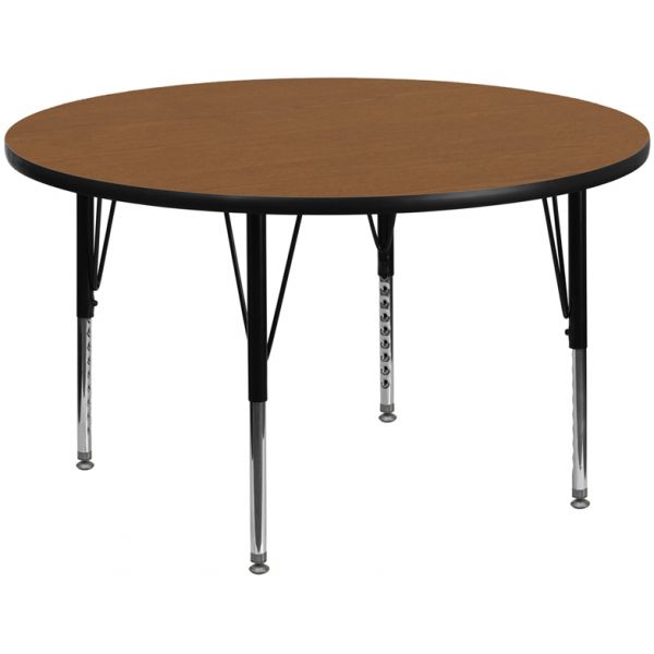 FHFXUA60RNDOAKTPGG Flash Furniture Height Adjustable Round Activity Table
