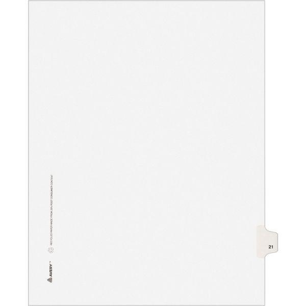 AVE01021 Avery-Style Legal Exhibit Side Tab Divider, Title: 21, Letter, White, 25/Pack