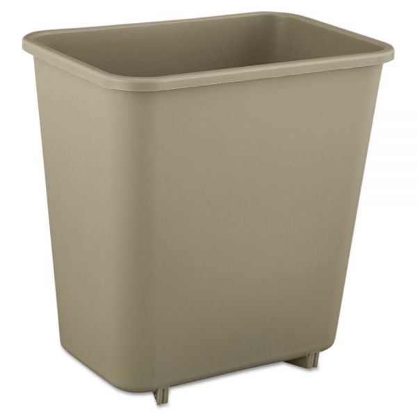 RCP2952BEI Rubbermaid Commercial Deskside Plastic Wastebasket, Rectangular, 2 gal, Beige