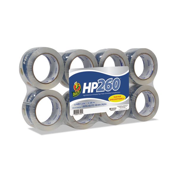 DUC0007424 Duck HP260 Packaging Tape, 1.88" x 60yds, 3" Core, Clear, 8/Pack