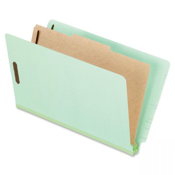 PFX23314 Pendaflex Pressboard End Tab Classification Folders, Legal, 1 Divider, Pale Green, 10/Box