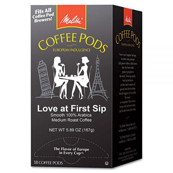 MLA75415 Melitta Coffee Pods, Love at First Sip (Medium Roast), 18 Pods/Box