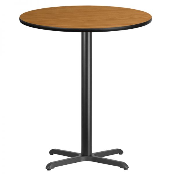 FHFXURD36NATTBT3030BGG Flash Furniture 36'' Round Natural Laminate Table Top with 30'' x 30'' Bar Height Table Base