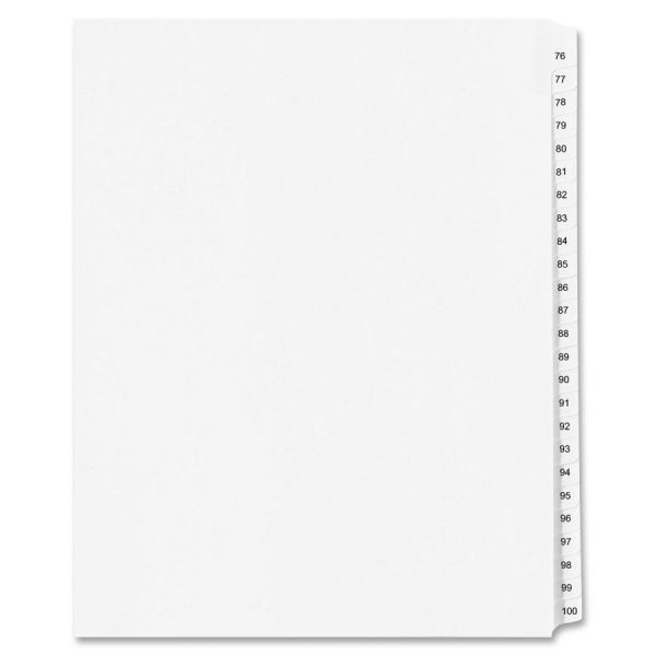 AVE01433 Avery-Style Legal Exhibit Side Tab Divider, Title: 76-100, 14 x 8 1/2, White