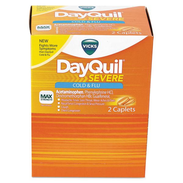 PFYBXDXSV25 DayQuil Cold & Flu Caplets, Daytime, Severe Cold & Flu, 25 Packs/Box