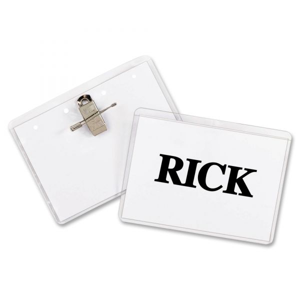 CLI95723 C-Line Name Badge Kits, Top Load, 3 1/2 x 2 1/4, Clear, Combo Clip/Pin, 50/Box