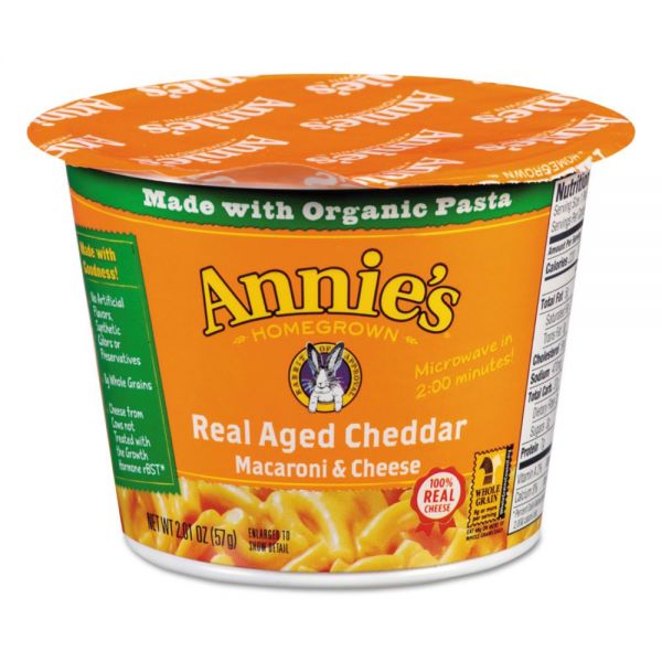 ANI00058 Annie's Homegrown Aged Cheddar Mac and Cheese, 2.01 oz Cup, 12/Carton