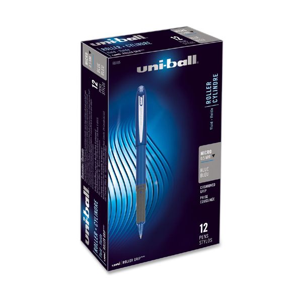 SAN60705 uni-ball Grip Roller Ball Pen, Blue Ink, Micro, Dozen